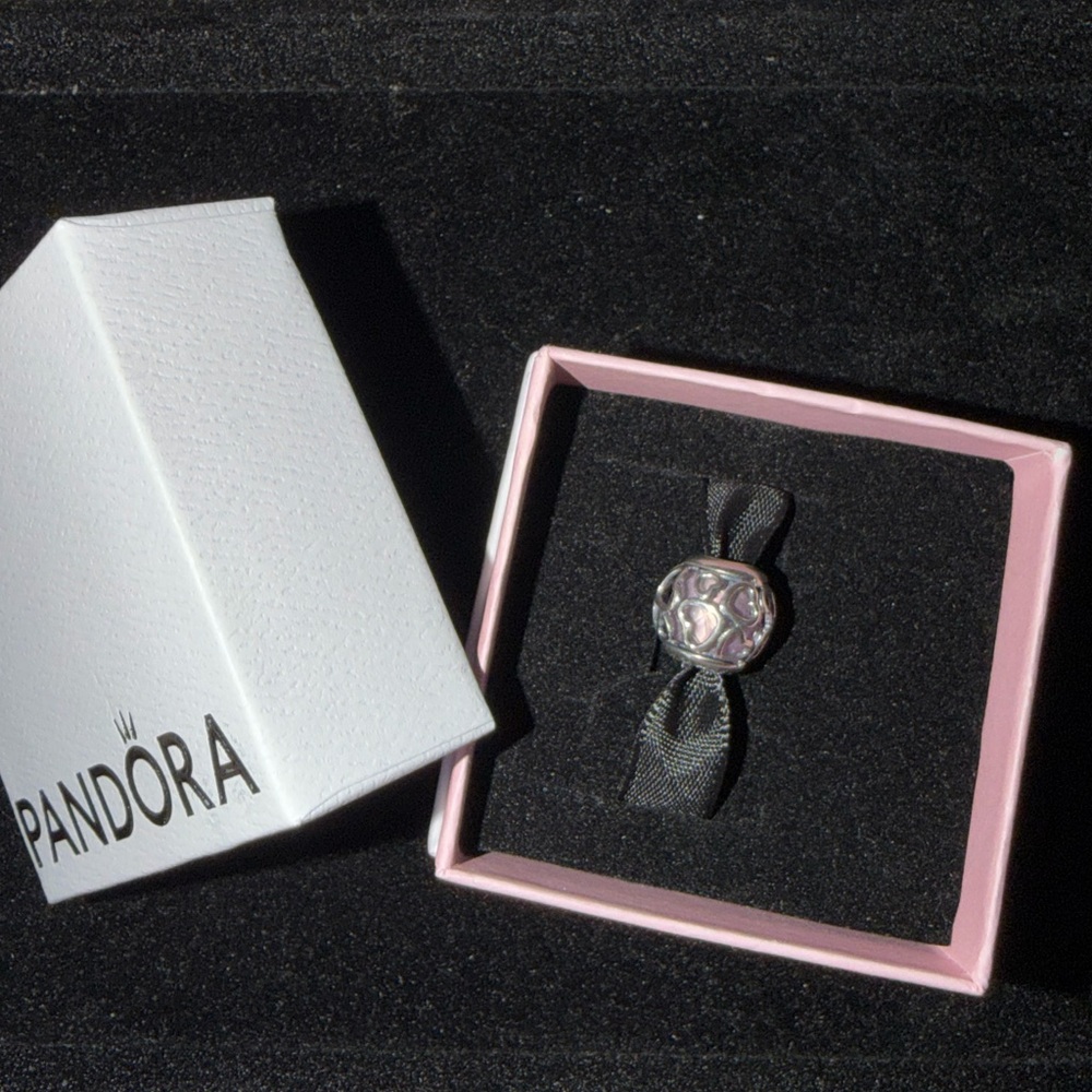 Pandora ALE 925 Sterling Silver Pink Encased Love Charm